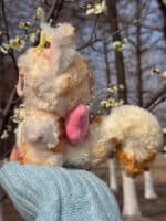 Golden Tail Labubu Custom Plush – Handmade Artist Doll with Yellow Bell Bow Redesigned from Authentic V1V2 (4)